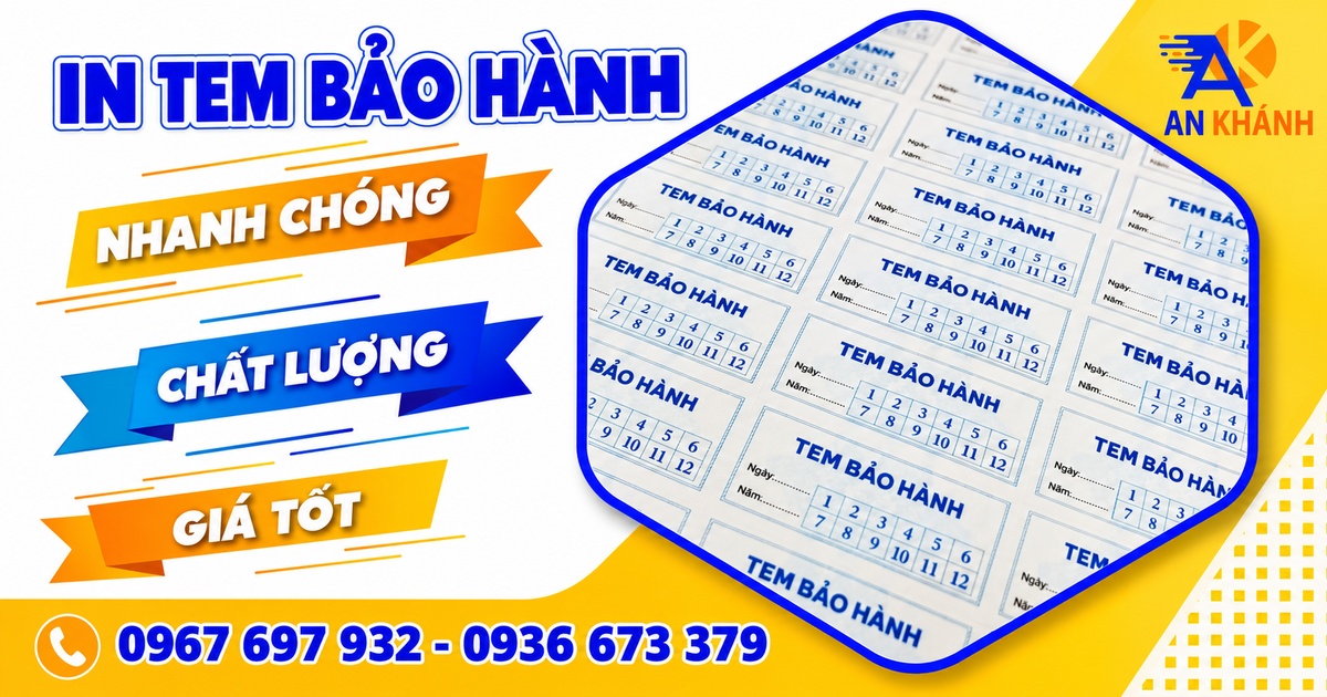 In tem bảo hành giá rẻ TPHCM với nhiều kích thước, mẫu mã và nội dung tùy chỉnh, in nhanh theo yêu cầu tại In An Khánh.