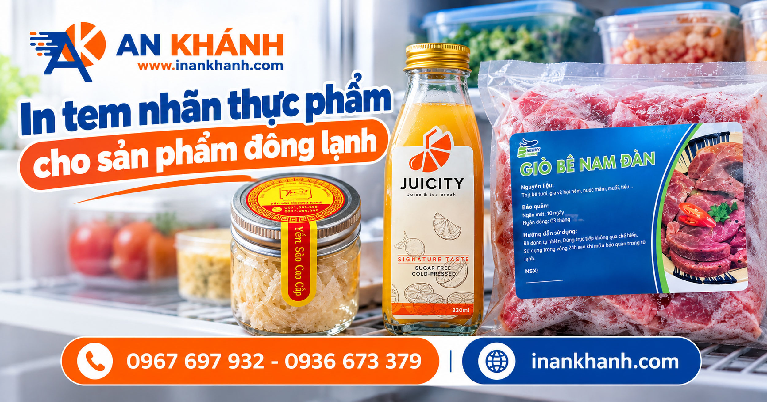 In tem nhãn thực phẩm cho hũ, chai, túi để tủ lạnh tại TPHCM
