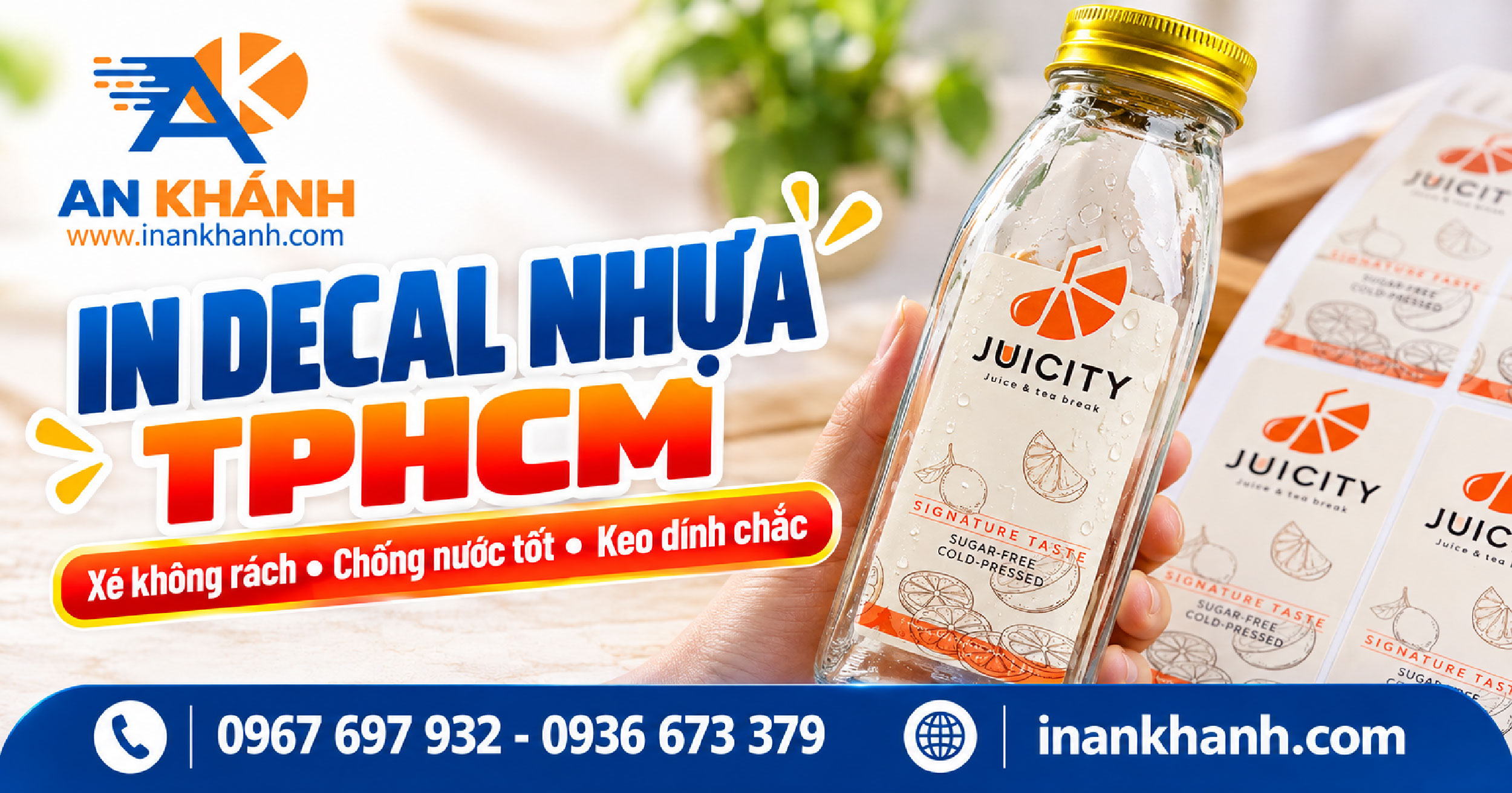 in tem decal nhựa chống nước dán chai và hũ tại xưởng In An Khánh TPHCM