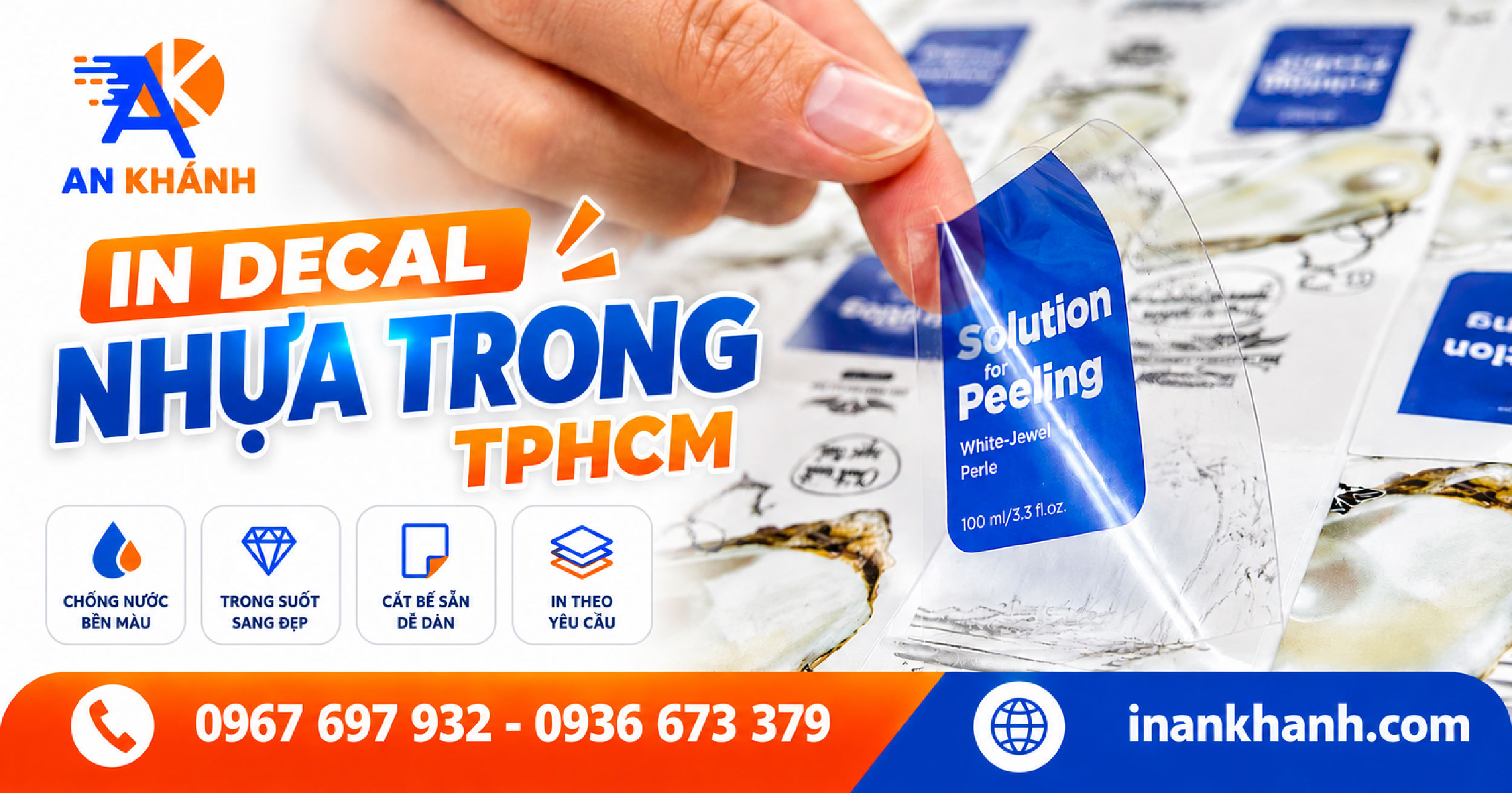 In decal trong suốt dán sản phẩm tại xưởng In An Khánh TPHCM