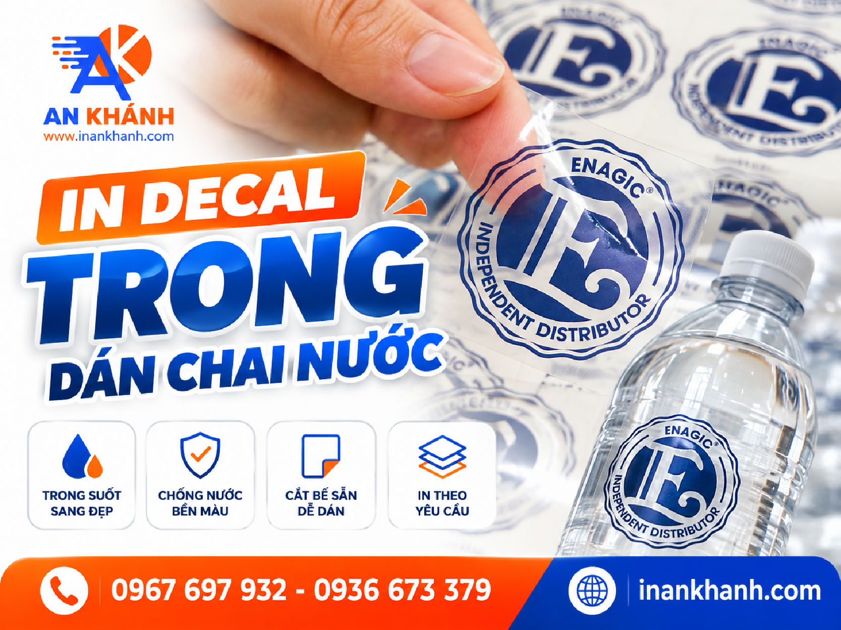 Mẫu tem decal trong dán chai nước tại xưởng in An Khánh