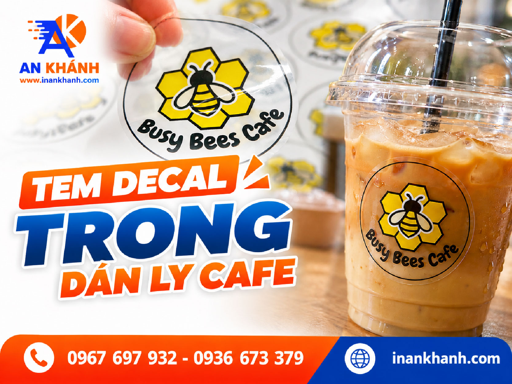 Mẫu tem decal trong dán ly cafe