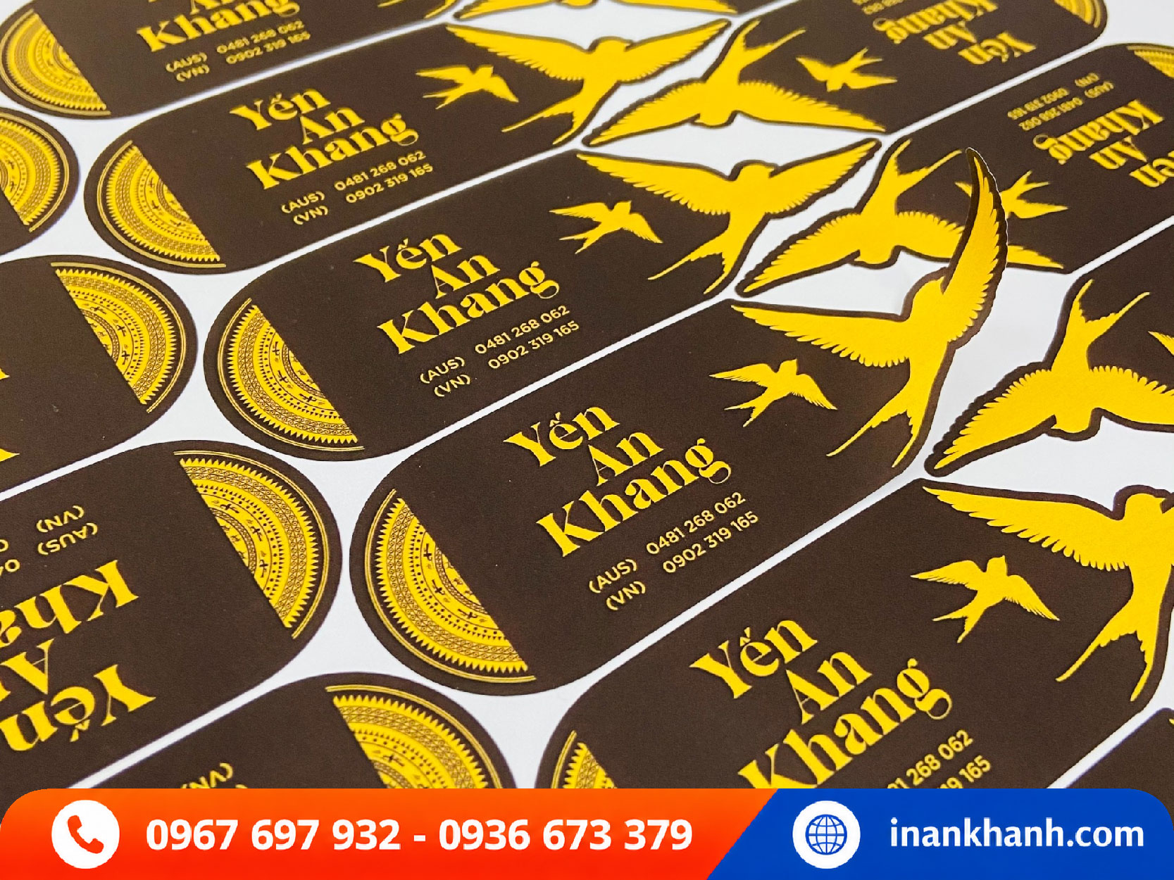 Mẫu in tem decal giấy cán màng mờ dán hộp yến
