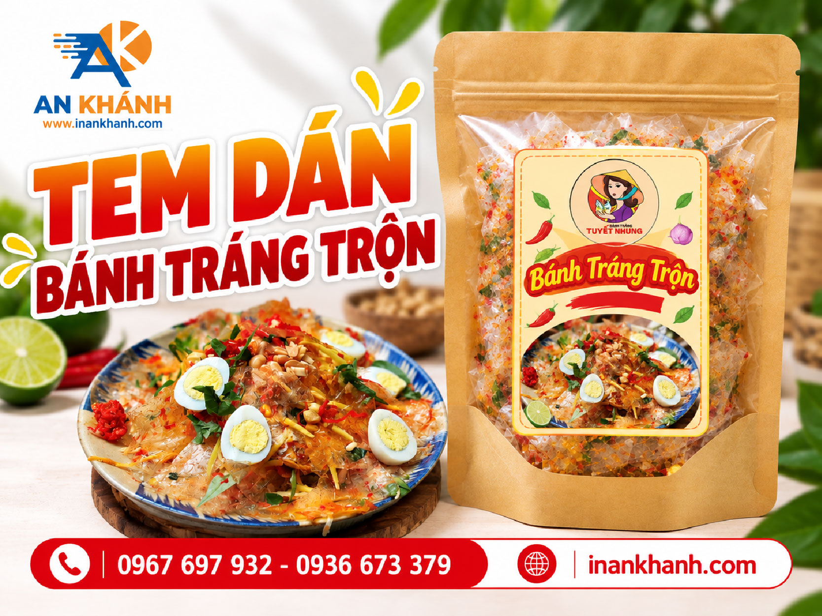 Tem bánh tráng trộn dán túi zip