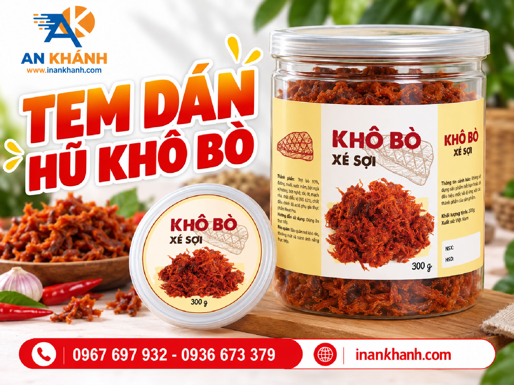 Tem dán hũ khô bò