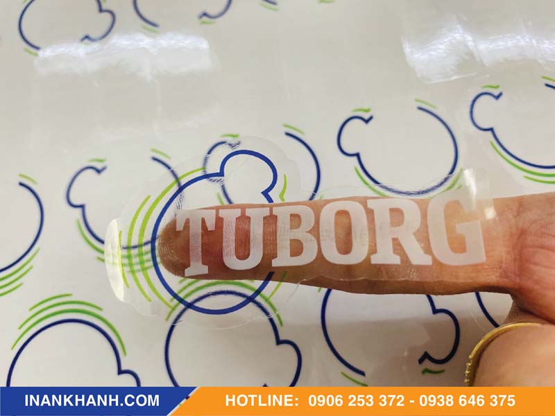 Mẫu decal trong in mực trắng