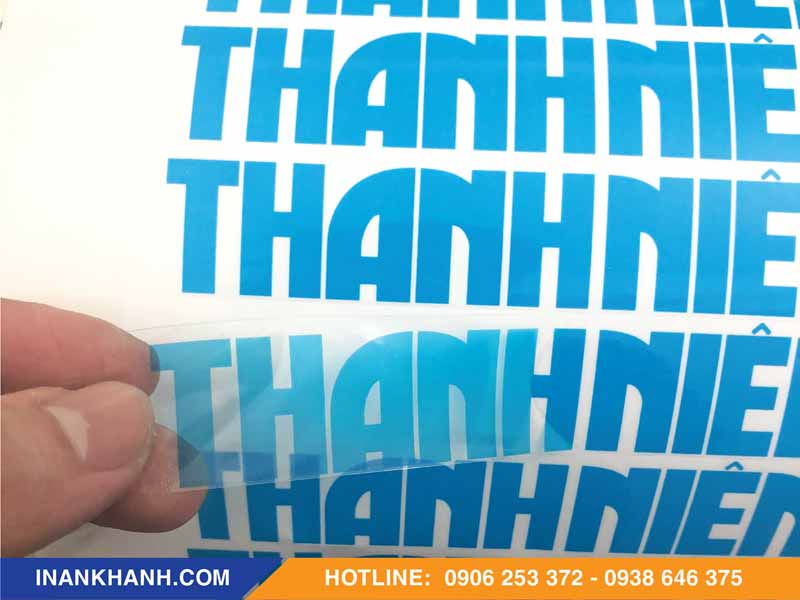 Mẫu decal trong in màu xanh