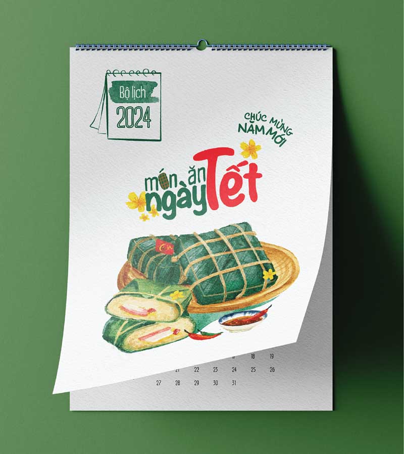 Mẫu Lịch Lò Xo Món Ăn Ngày Tết