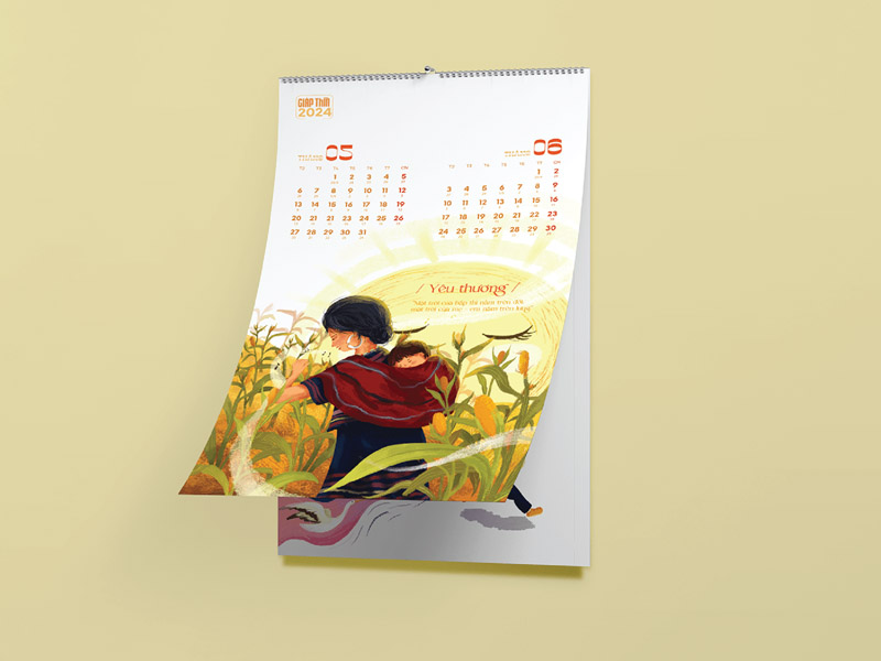 Mẫu Lịch Lò Xo Yêu Thương
