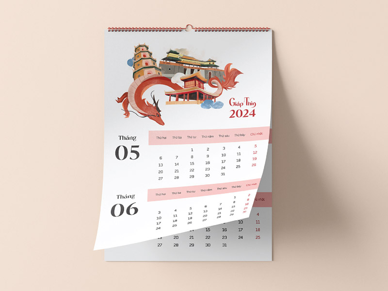 Mẫu Lịch Lò Xo 12
