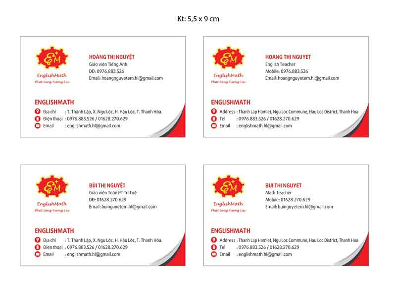 Mẫu card visit ngành giáo dục