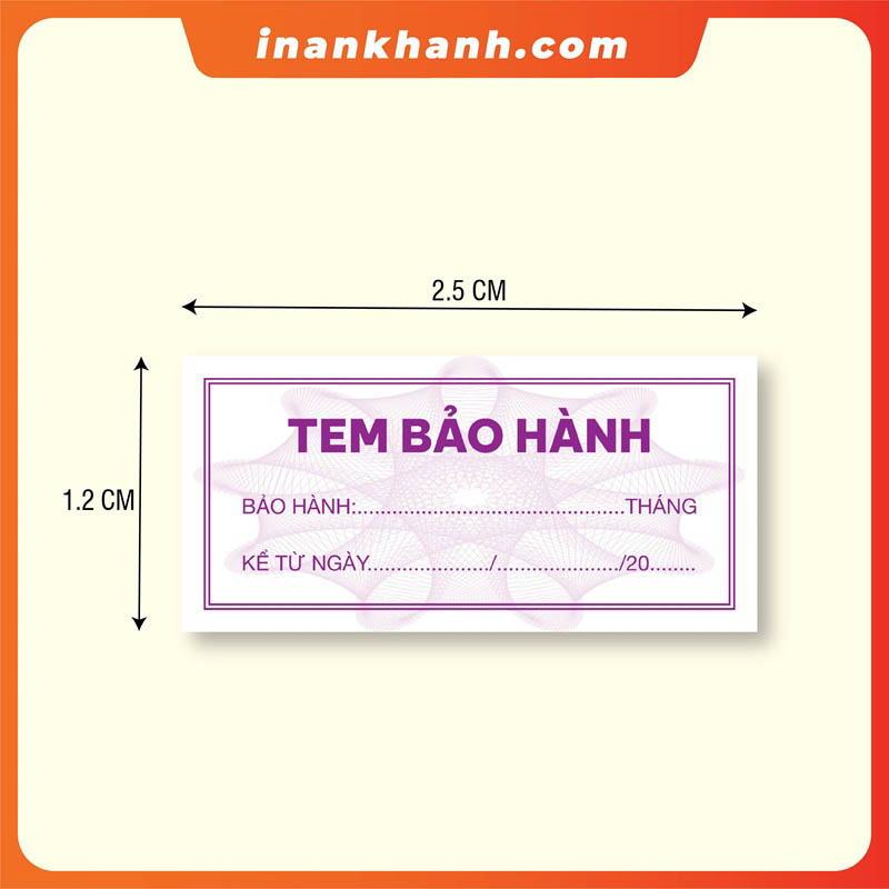 Mẫu tem bảo hành có sẵn 25