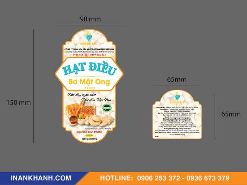 Kích thước tem nhãn hạt điều