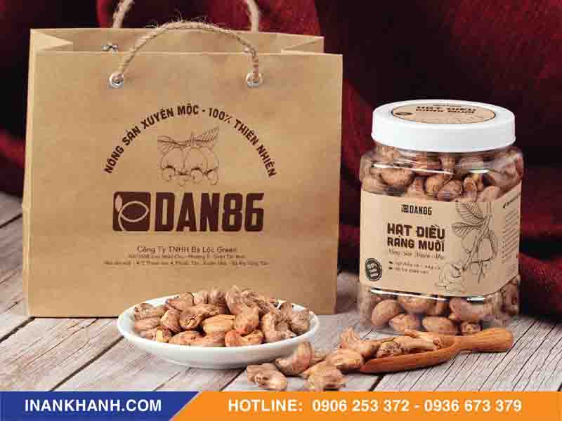 Combo túi giấy và tem dán hạt điều