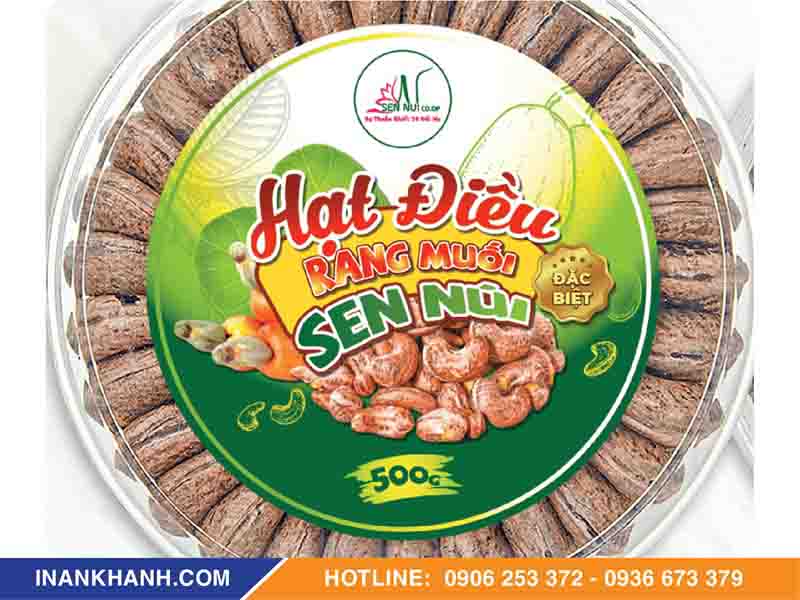 Mẫu tem nhãn hạt điều tròn 500g