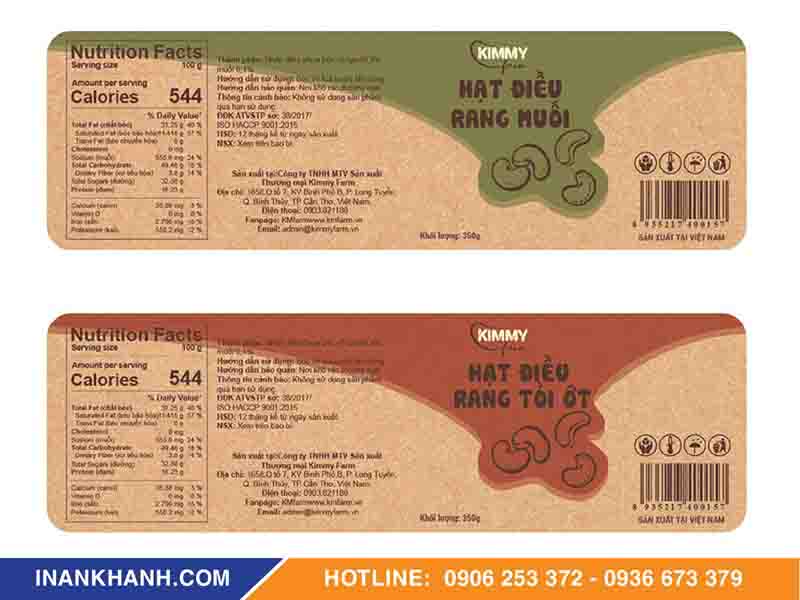 Mẫu tem hạt điều rang tỏi ớt