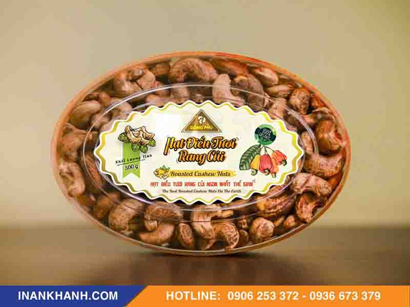 Mẫu tem nhãn hạt điều oval