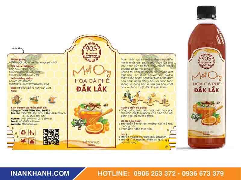 Mẫu nhãn dán chai mật ong