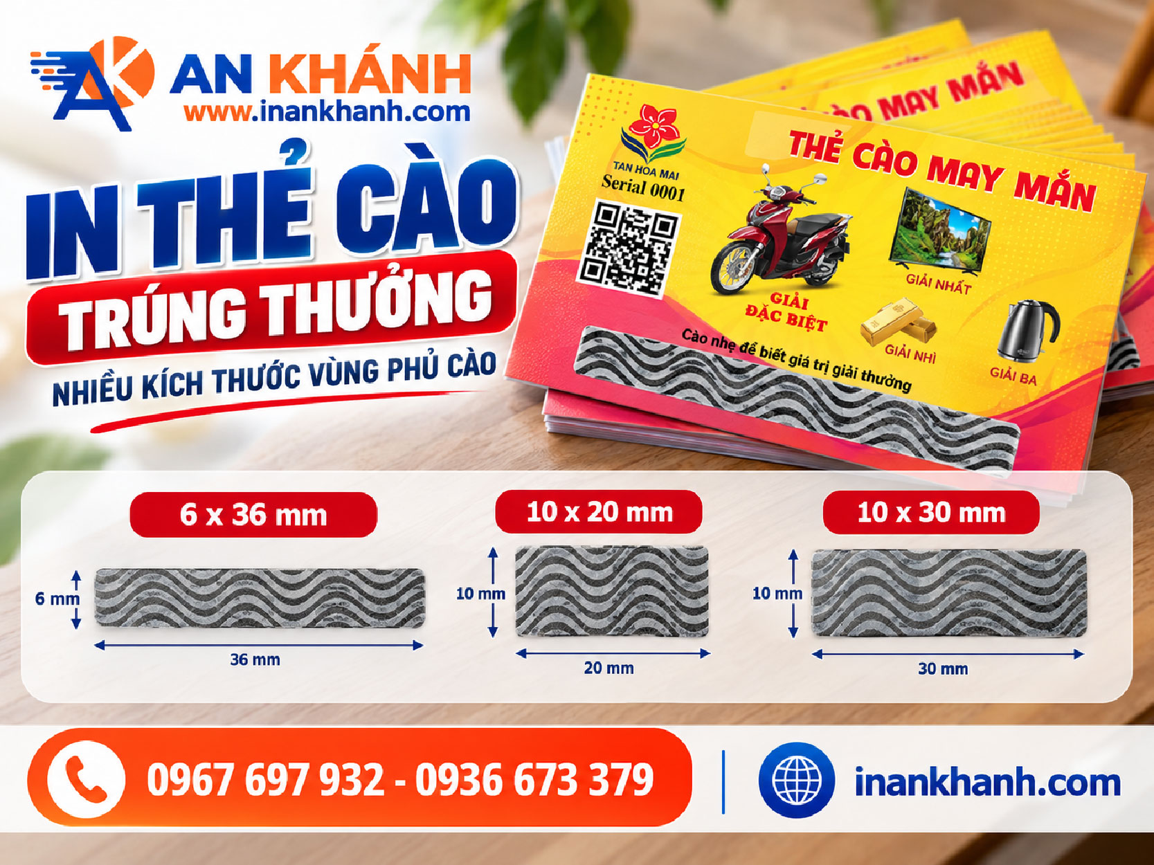 Các cỡ vùng phủ cào áp dụng cho thẻ cào khổ 8,6 x 5,4 cm.