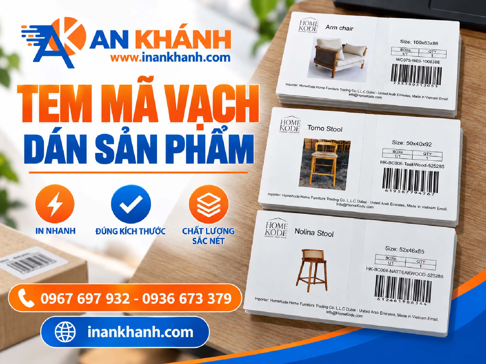 Dịch vụ in tem mã vạch dán sản phẩm giá rẻ, bám dính tốt trên mọi bề mặt.