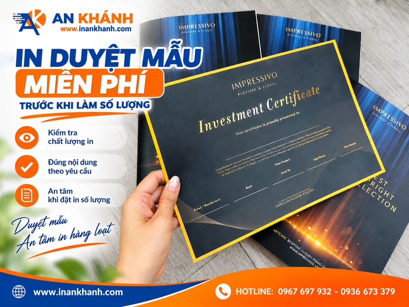 Bản in thử giấy khen khổ A3 trước khi in số lượng theo yêu cầu