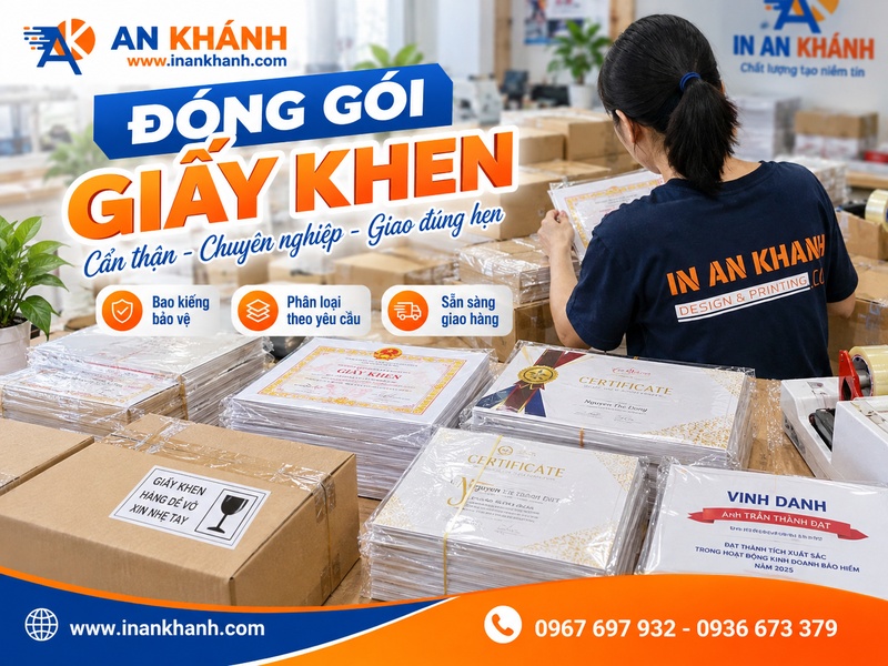 Giấy khen thành phẩm được kiểm tra và đóng gói giao khách hàng