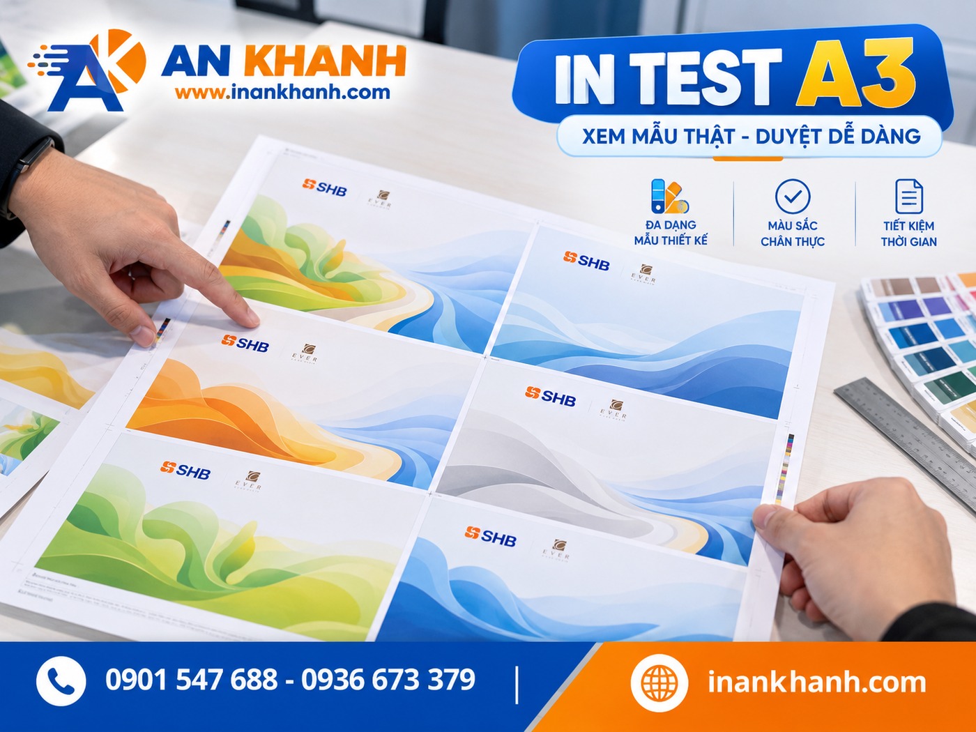 Bản in test A3 để khách duyệt nội dung trước khi in dữ liệu biến đổi hàng loạt