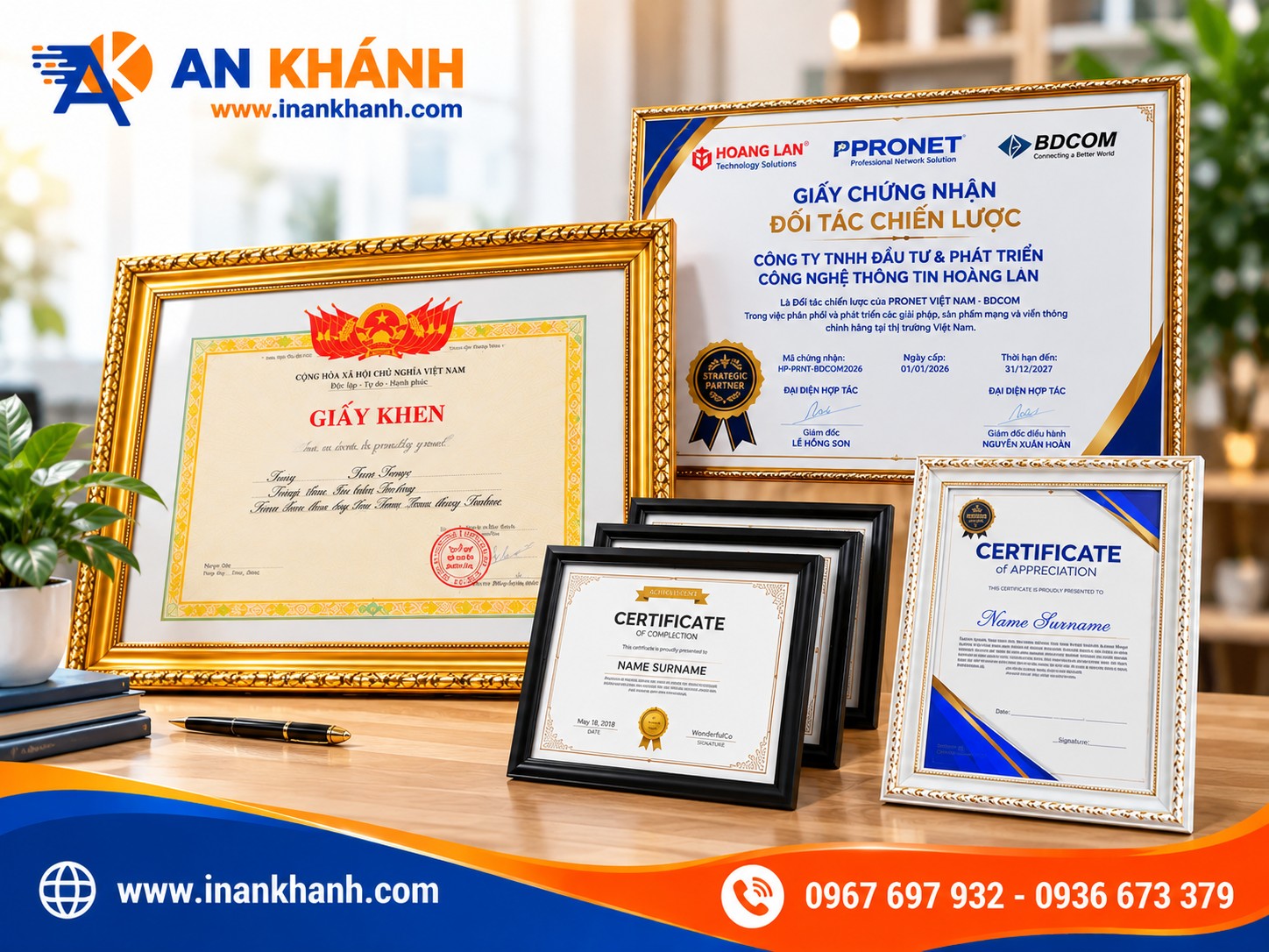 Mẫu bằng khen thành phẩm được in theo yêu cầu, phù hợp trao tặng cho cá nhân, nhân viên, học sinh và các chương trình vinh danh.