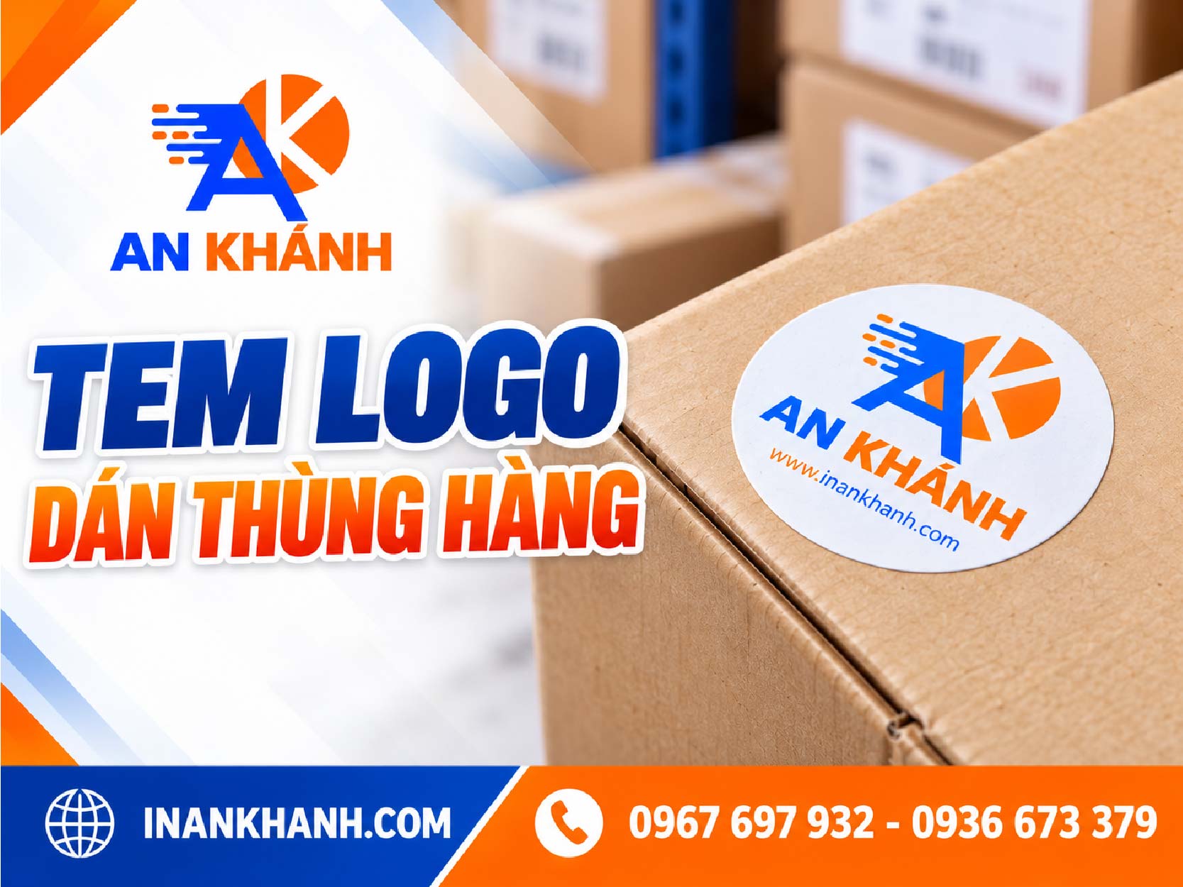 Tem logo 5x5cm dán góc thùng carton